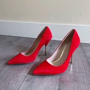 Bebe red suede heels US7=EU38